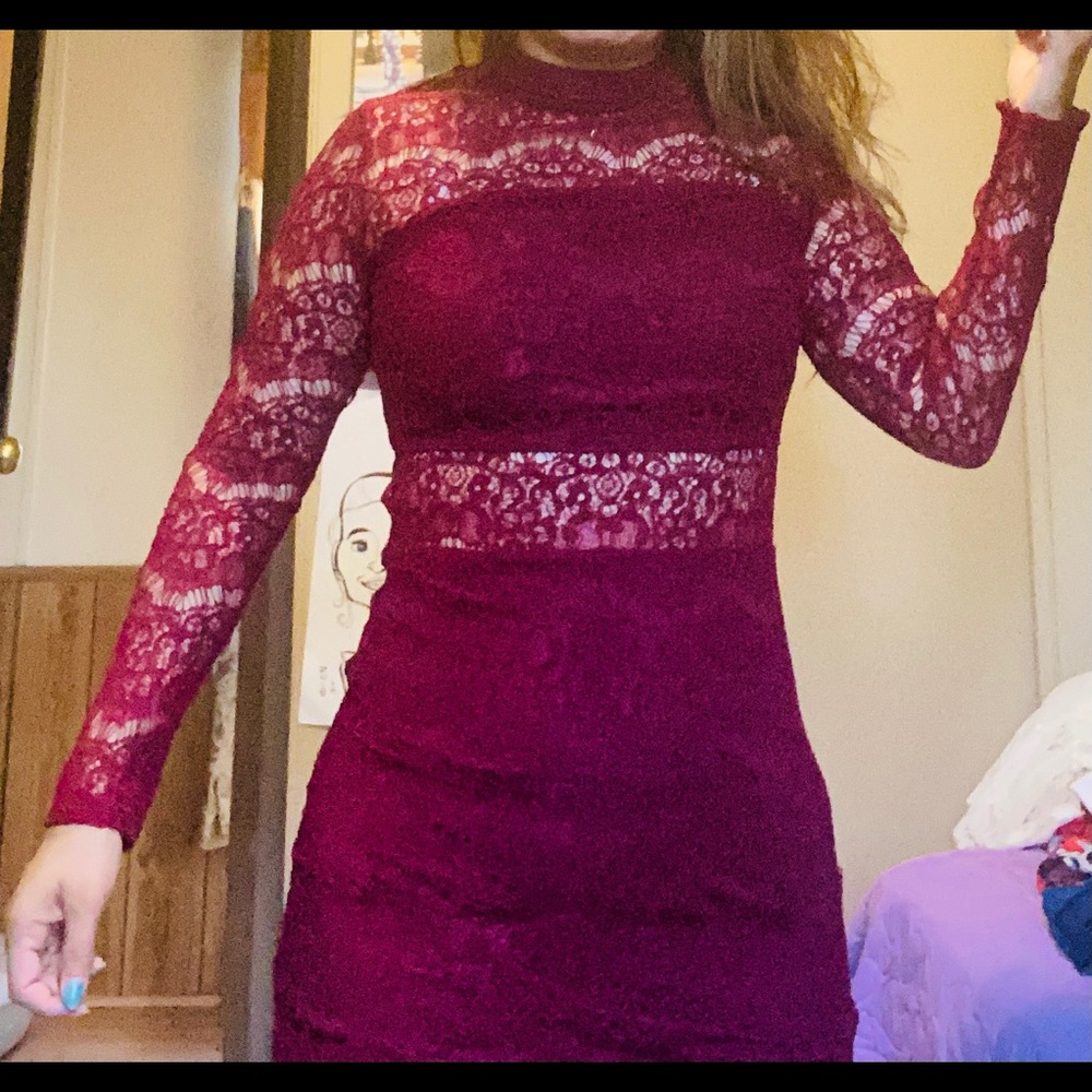 Burgundy lace dress
